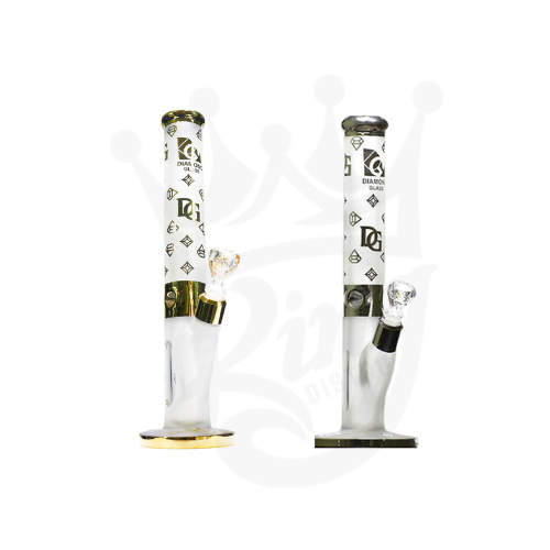 Diamond Glass 16" DIAMOND CROWN 9mm Sandblasted Flat Base Water Pipe