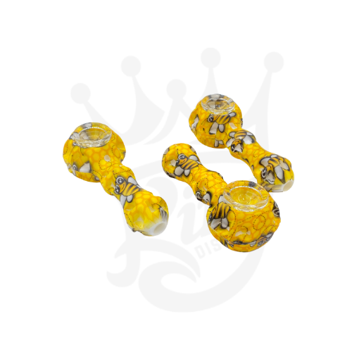 4" BEE PRINT HAND PIPE W/ DABBER & STASH